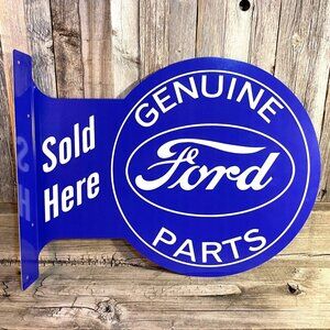 Ford Genuine Parts Metal Flange Sign – Garage Wall Decor – Man Cave, Garage